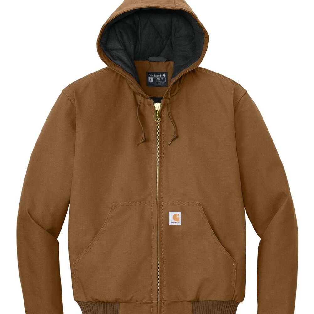 (NWT) Carhartt Mens Quilted-Flannel-Lined Duck Active Jac Brown